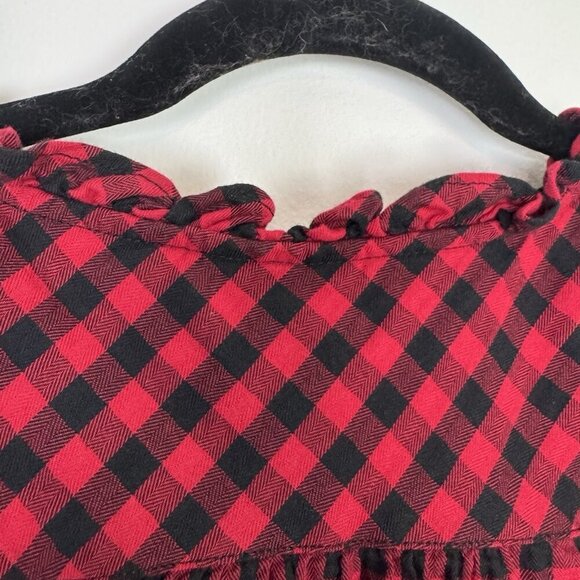 Talbots Feminine Detail Blouse Cotton Herringbone Red Plaid Button Down Size XS - Picture 5 of 6